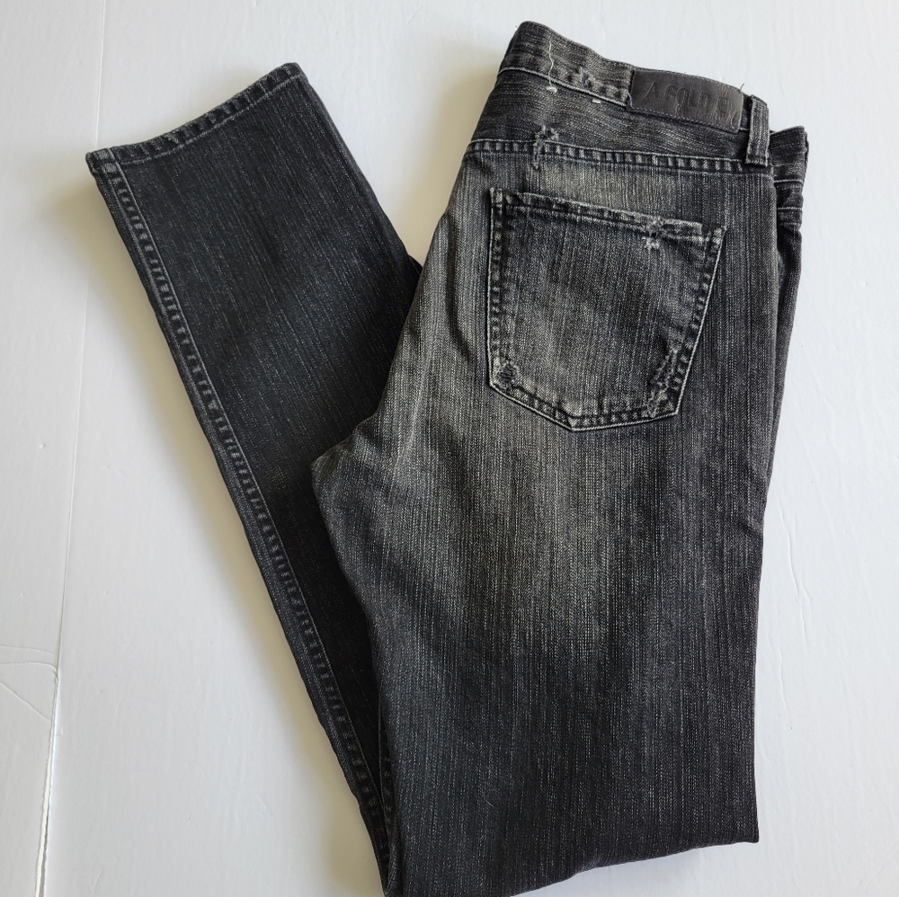Luxury agolde dark grunge / destroyed Ripped/Distressed Black Jeans xl size 34 - Picture 6 of 12